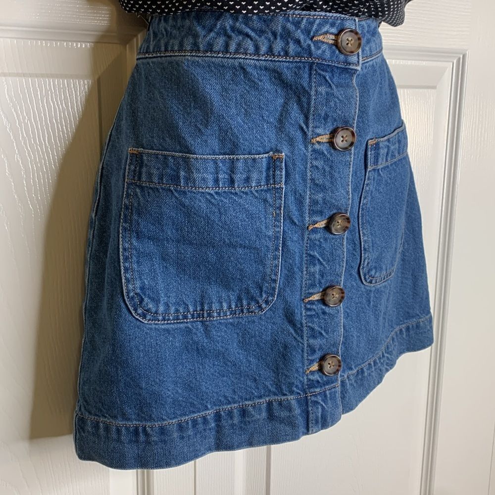 We The Free Blue Denim Skirt, button down, size 24 - Picture 2 of 10